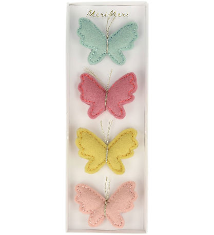 Meri Meri Hiusklipsit - 4 kpl - Huopa - Perhoset - 5 cm - Leikke