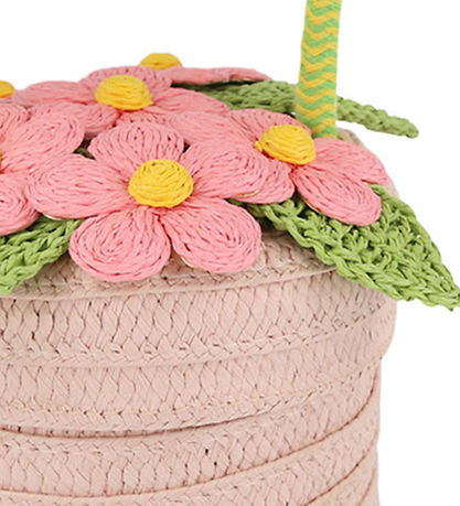Meri Meri Strohsack - Blumen - Korb - 13x18 cm - Rosa