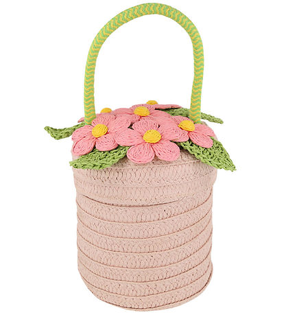 Meri Meri Strohsack - Blumen - Korb - 13x18 cm - Rosa