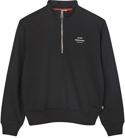 Mads Nørgaard Sweatshirt - Crewie Half Zip - Jet Black