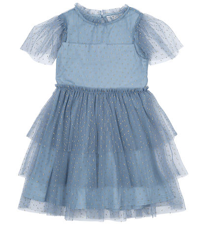 The New Kleid - TnNarice - Ashley Blue/Gold m. Gold Gepunktet