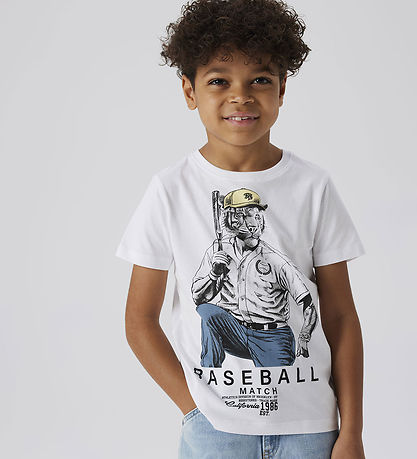 Name It T-shirt - NkmDoy - Bright White/Spring LAKE