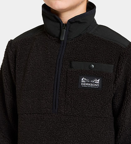 Didriksons Fleece Jacket - Teddy - Exa Half Zip - Black Didriksons Fleece Jacket - Teddy - Exa Half Zip - Black