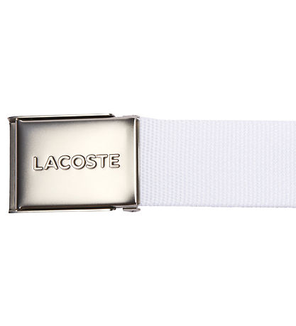 Lacoste Belt - Woven Strap - White w. Logo