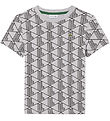 Lacoste T-shirt - Silver/Chine/Black w. Logo/Print Lacoste T-shirt - Silver/Chine/Black w. Logo/Print
