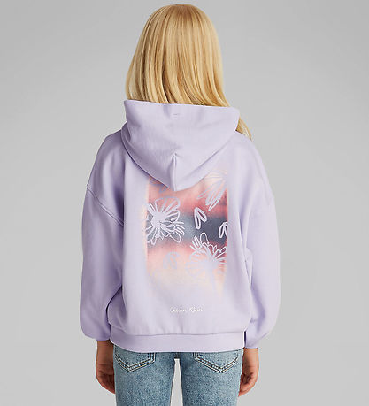 Calvin Klein Hoodie - Flower Back - Purple Heather