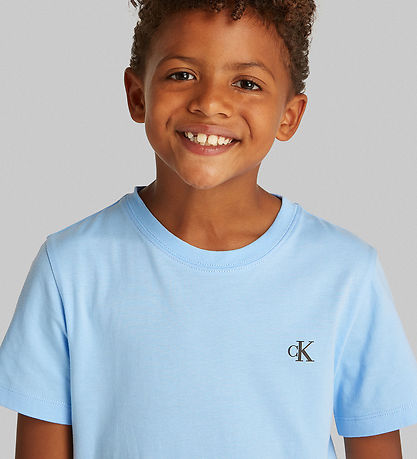 Calvin Klein T-shirt - 2-Pack - Monogram - Blue Bell/Oyster Gray