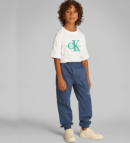 Calvin Klein Byxor - Essential Vävd last - Oceana Blue