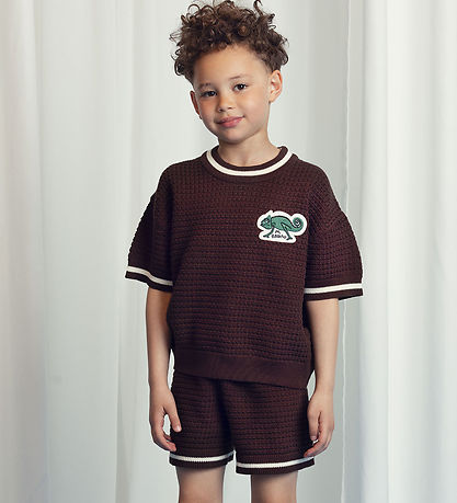 Mini Rodini T-skjorte - Strikk - Øgle - Brun