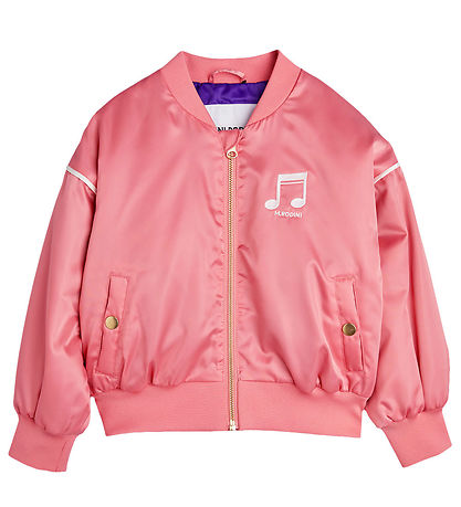 Mini Rodini Jacket - Note Chenille Satin Baseball - Pink