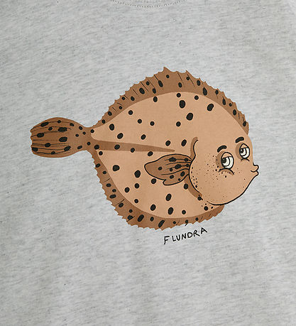 Mini Rodini T-shirt - Flounder - Grey Melange