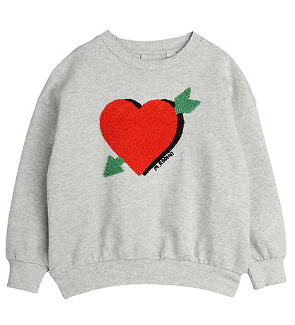 Mini Rodini Sweatshirt - Arrowed Heart - Grey Melange