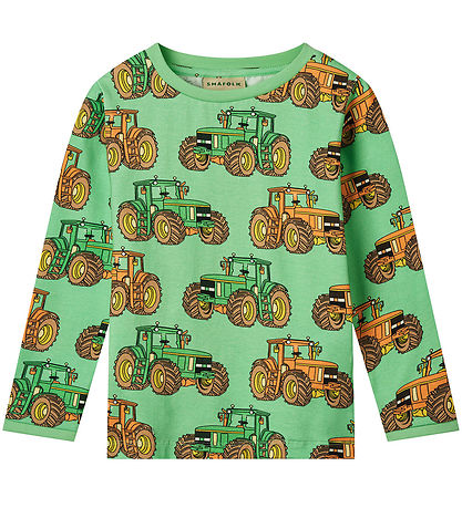 Småfolk Blouse - Minty Green Tea w. Tractors