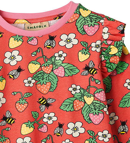 Småfolk Blússa - Bleikt Kýla M. Jarðarber