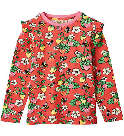 Småfolk Blússa - Bleikt Kýla M. Jarðarber