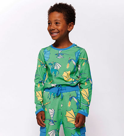 Småfolk Blouse - Clover w. Flying Dragons