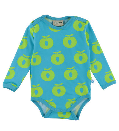 Småfolk Bodysuit L/æ - Blue Atoll w. Apples Småfolk Bodysuit L/æ - Blue Atoll w. Apples
