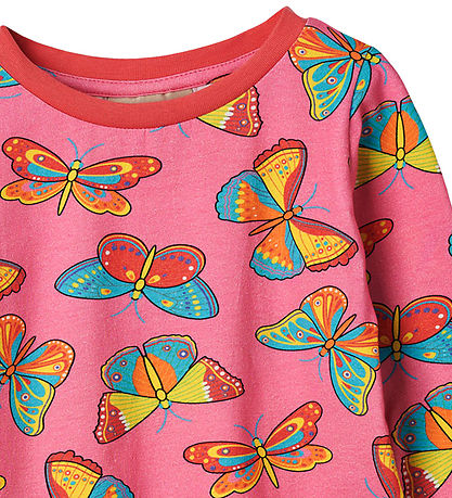 Småfolk Dress - Bubblegum w. Butterflies