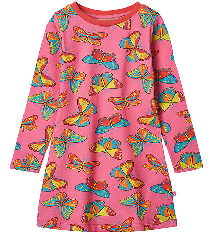 Småfolk Dress - Bubblegum w. Butterflies