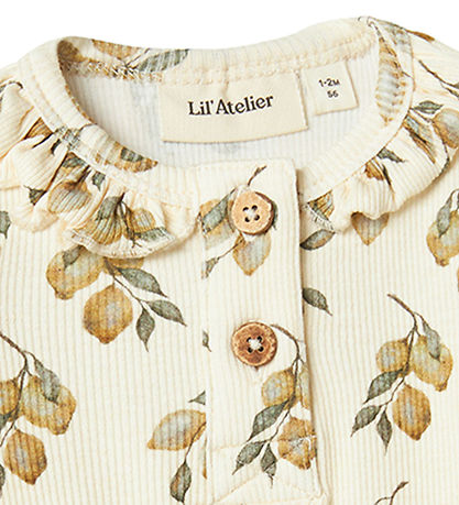 Lil' Atelier Bodysuit L/æ - Rib - NbfGavo - Turtledove/Lemon