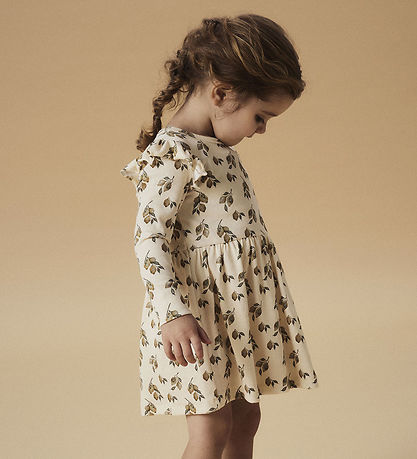 Lil' Atelier Kleid - Rib - NmfGavo - Turteltaube/Lemon