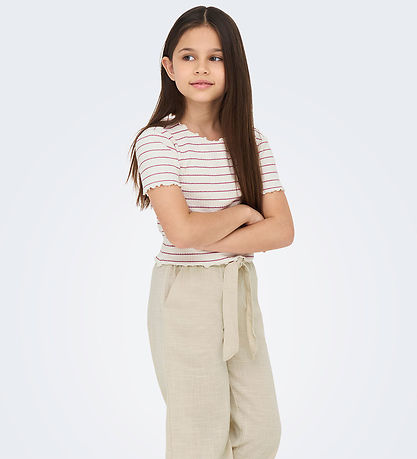 Kids Only T-shirt - Cropped - Antique White/Heather Rose