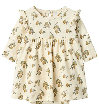Lil' Atelier Bodykleid L/æ - NbfGavo - Rib - Turteltaube/Lemon