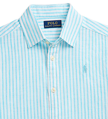 Polo Ralph Lauren Shirt - Linen - Light blue/White Striped