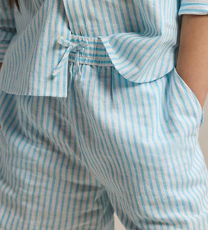 Polo Ralph Lauren Shorts - Linnen - Lichtblauw/Wit Gestreept Polo Ralph Lauren Shorts - Linnen - Lichtblauw/Wit Gestreept