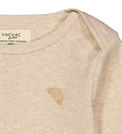 VACVAC Bodysuit L/æ - Rib - Scarlet - Light Latte melange VACVAC Bodysuit L/æ - Rib - Scarlet - Light Latte melange