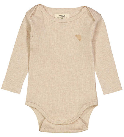 VACVAC Bodysuit L/æ - Rib - Scarlet - Light Latte melange VACVAC Bodysuit L/æ - Rib - Scarlet - Light Latte melange