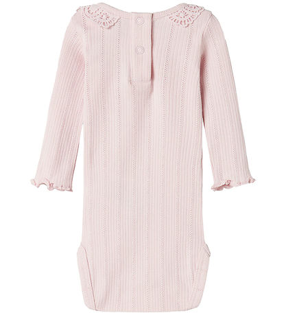Name It Romper L/æ - Rib - Nbdia - Light Lilac m. Pointelle/Blon