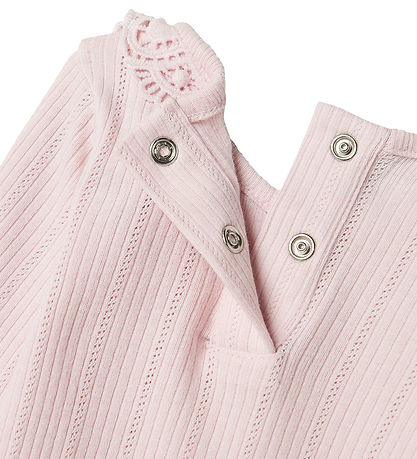 Name It Romper L/æ - Rib - Nbdia - Light Lilac m. Pointelle/Blon