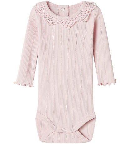 Name It Romper L/æ - Rib - Nbdia - Light Lilac m. Pointelle/Blon