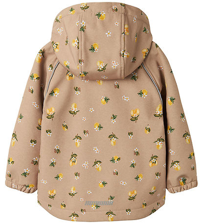 Name It Softshelljacke m. Fleece - NmfAlfa08 - Light Taupe/Lemon