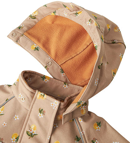 Name It Softshelljacke m. Fleece - NmfAlfa08 - Light Taupe/Lemon