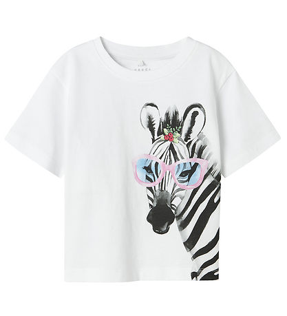 Name It T-Shirt - NmfVotea - Bright White/Zebra