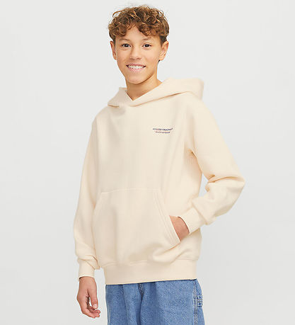 Jack & Jones Hoodie - JorIslington - Antique White w. Print Jack & Jones Hoodie - JorIslington - Antique White w. Print