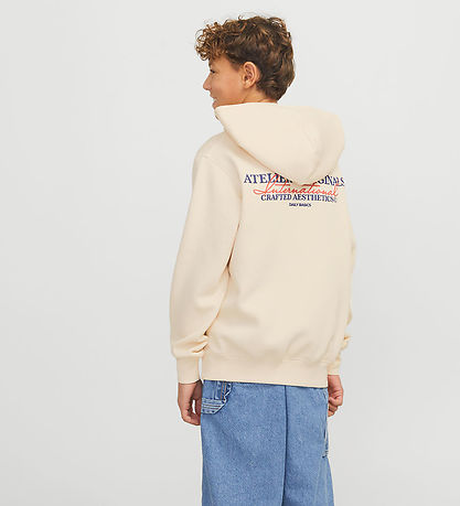 Jack & Jones Hoodie - JorIslington - Antique White w. Print Jack & Jones Hoodie - JorIslington - Antique White w. Print