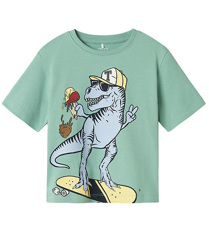 Name It T-shirt - 2-Pack - NmmDino - Cloud Dancer/Cream de menth Name It T-shirt - 2-Pack - NmmDino - Cloud Dancer/Cream de menth