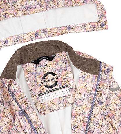 Mikk-Line Rainsuit - PU - Recycled - Rose Dawn w. Flowers