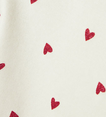 Name It Leggings - NmfDheart - Cloud Dancer w. Hearts