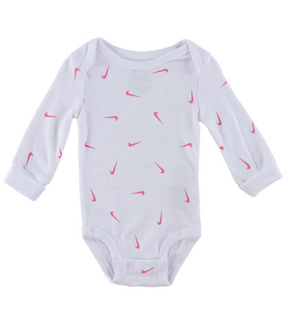 Nike Bodysuit L/æ - 3-Pack - White/Playful Pink Nike Bodysuit L/æ - 3-Pack - White/Playful Pink