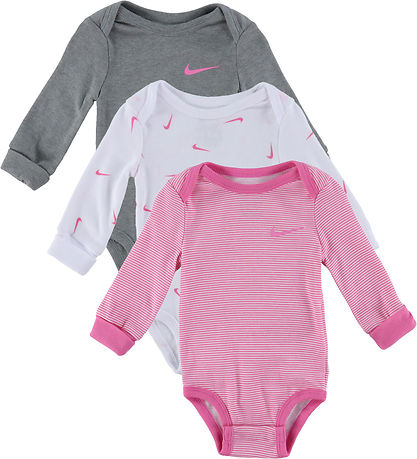 Nike Bodysuit L/æ - 3-Pack - White/Playful Pink