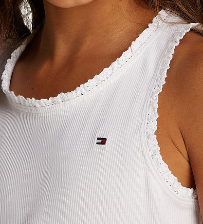 Tommy Hilfiger Tanktop - Essential Rib - White w. Lace