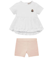 Moncler Set - T-shirt/Shorts - Vit/Rosa