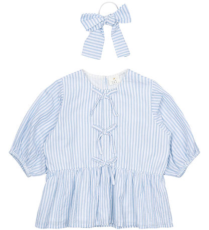 The New Top & Hair Tie - TnNalani - White Swan Striped