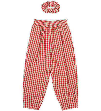 The New Broek en Scrunchie - TnNally - Poppy Rode Controle The New Broek en Scrunchie - TnNally - Poppy Rode Controle