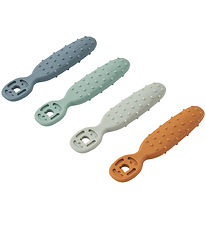 Liewood Baby Spoons - Silicone - 4-Pack - Caelia - Whale Blue Mu Liewood Baby Spoons - Silicone - 4-Pack - Caelia - Whale Blue Mu