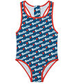Stella McCartney Kids Badeanzug - UV50+ - Blau m. Weiß/Rot
